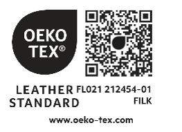 Schadstoffgeprüft und zertifiziert nach LEATHERSTANDARD by OEKOTEX
